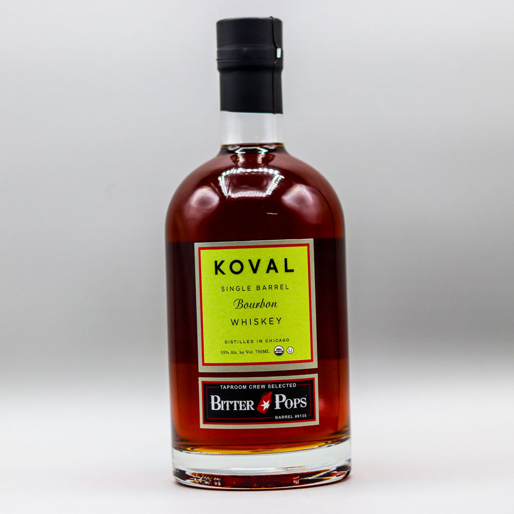 Koval Single Barrel Bitter Pops Pick Bourbon Whiskey 750ml.