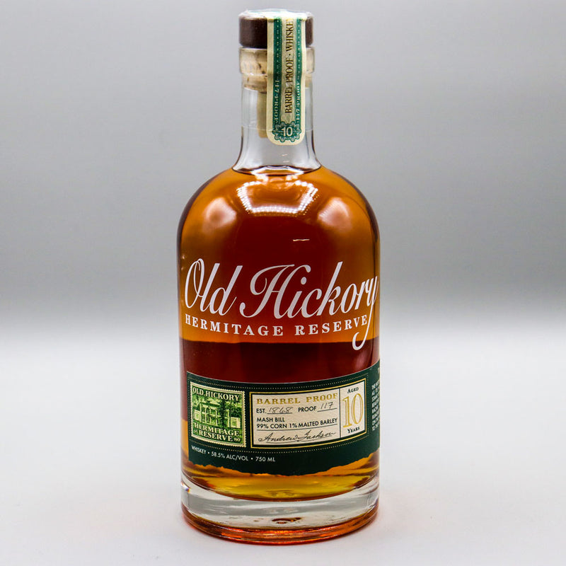 Old Hickory Hermitage Reserve Barrel Proof Corn Whiskey 750ml.