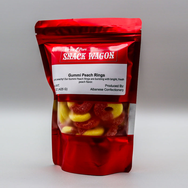 Bitter Pops Snack Wagon Gummi Peach Rings 14 OZ.