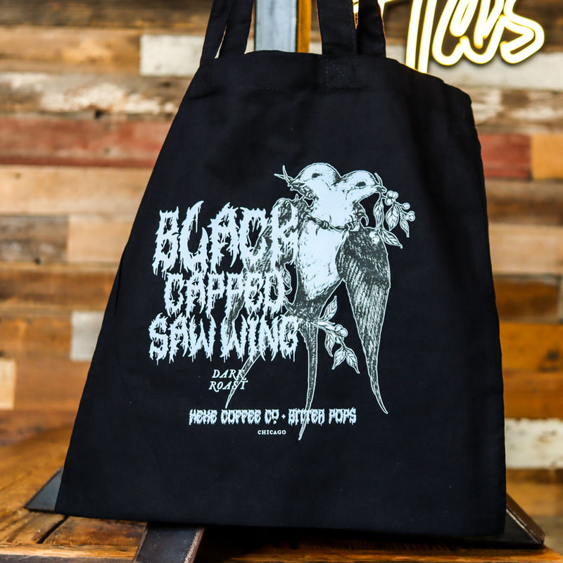 Bitter Pops Hexe Black Capped Saw Wing Tote Bag