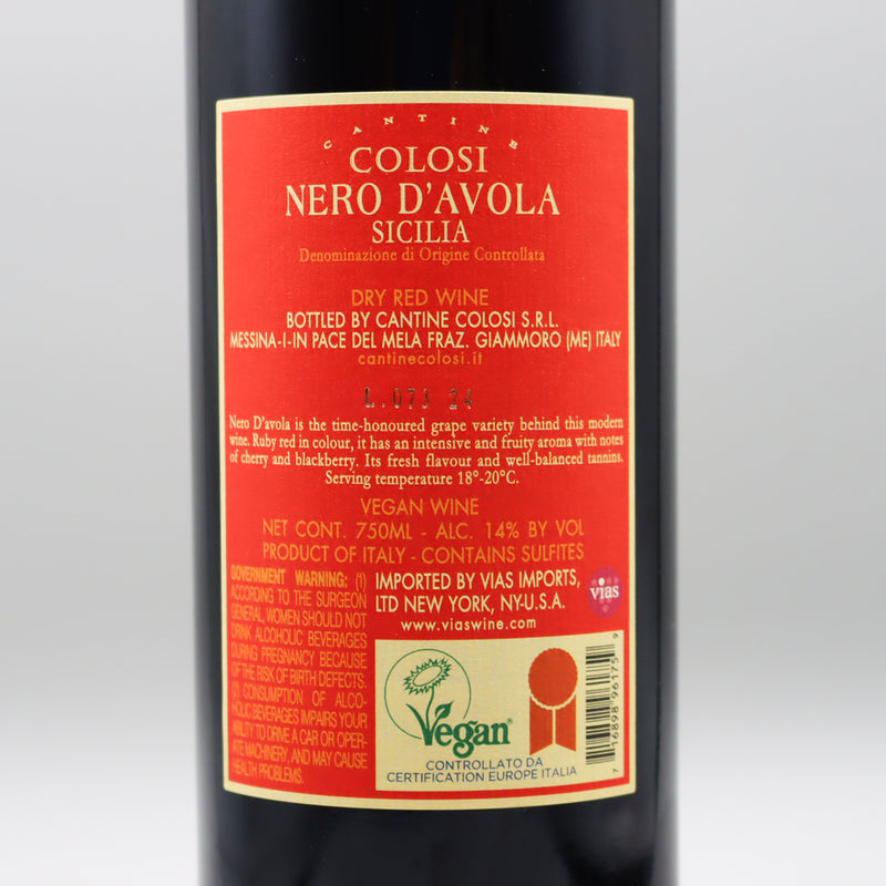 Cantine Colosi Nero D'Avola Dry Red Vegan Wine Italy 750ml