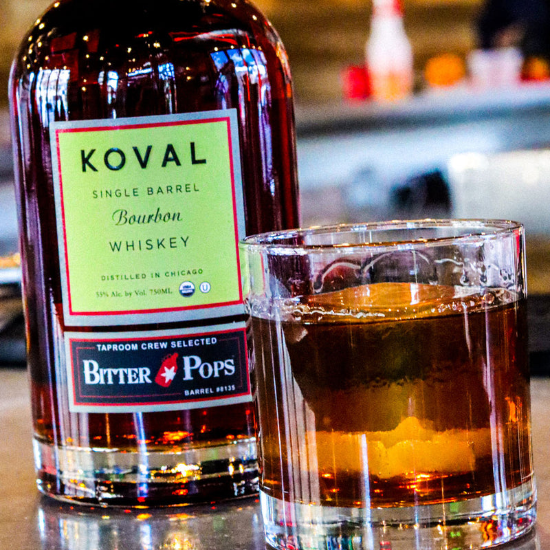 Koval Single Barrel Bitter Pops Pick Bourbon Whiskey 750ml.