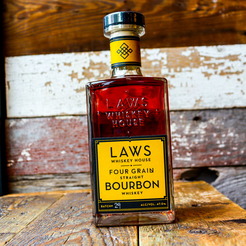 Laws Four Grain Bourbon Whiskey 750ml.