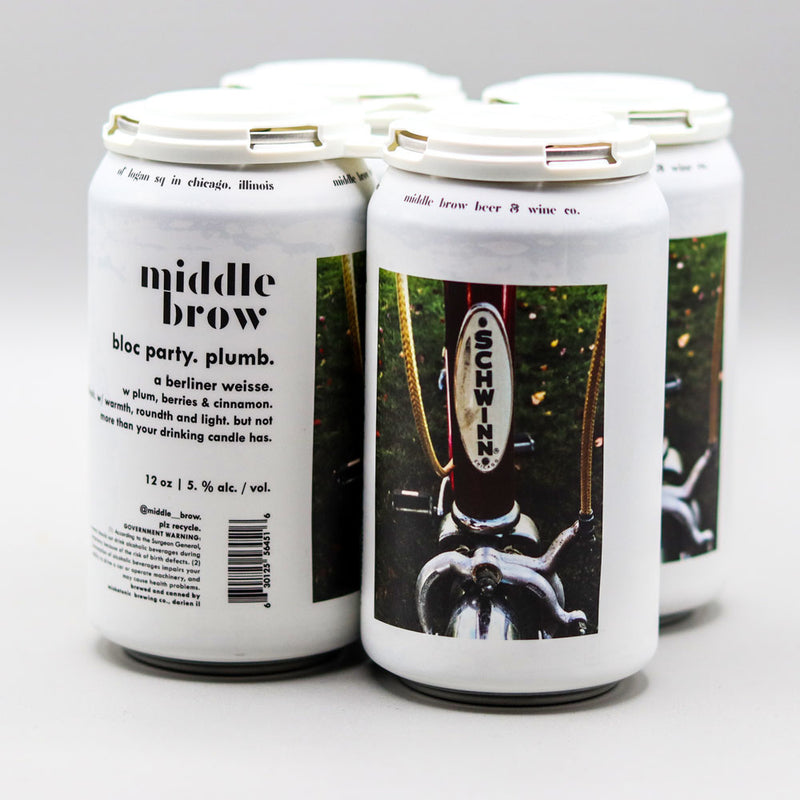 Middle Brow Bloc Party. Plum. Berliner Weisse 12 FL. OZ. 4PK Cans