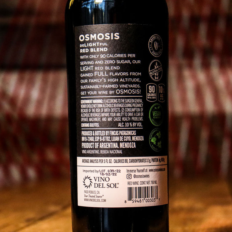 Osmosis DeLIGHTful Low Alcohol Red Blend Argentina 750ml