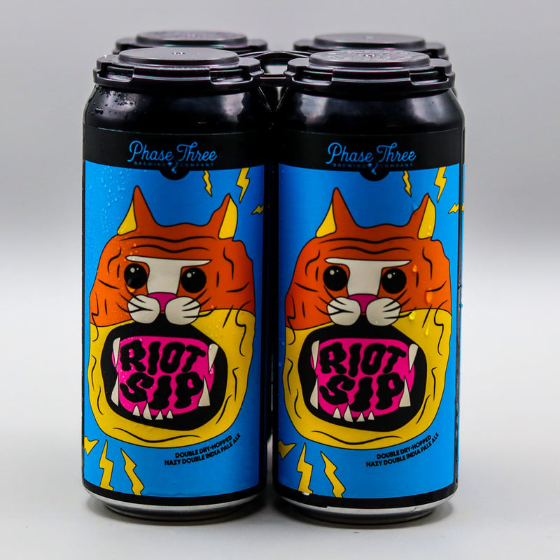 Phase Three Riot Sip DDH Hazy DIPA 16 FL. OZ. 4PK Cans
