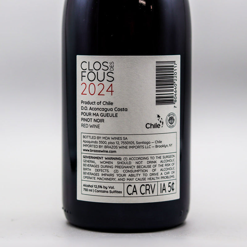 Clos des Fous Pour Ma Gueule Pinot Noir Chile 750ml