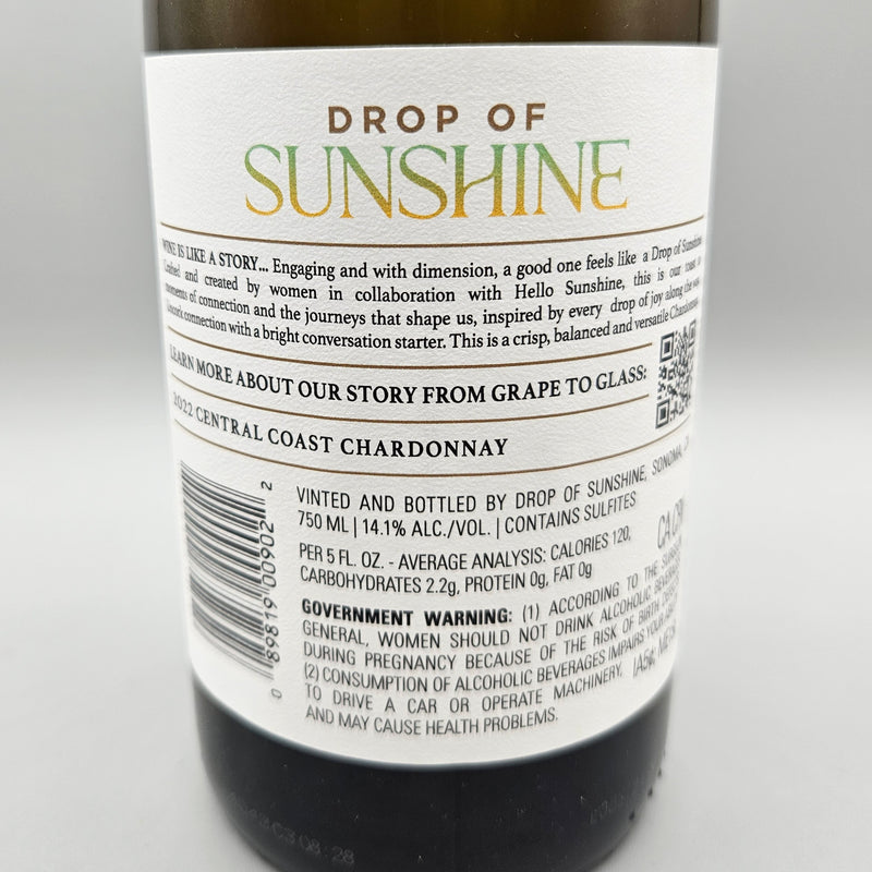 Drop of Sunshine Chardonnay Central Coast Sonoma California 750ml
