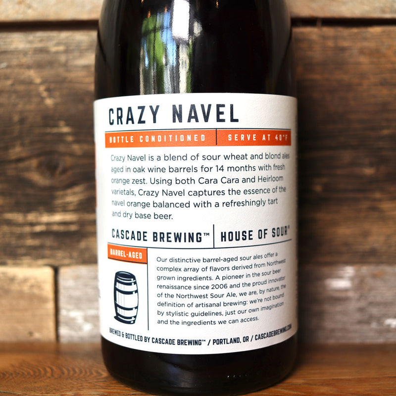 Cascade Crazy Navel Barrel Aged Blonde & Wheat Ale w/Orange Peel 750ml