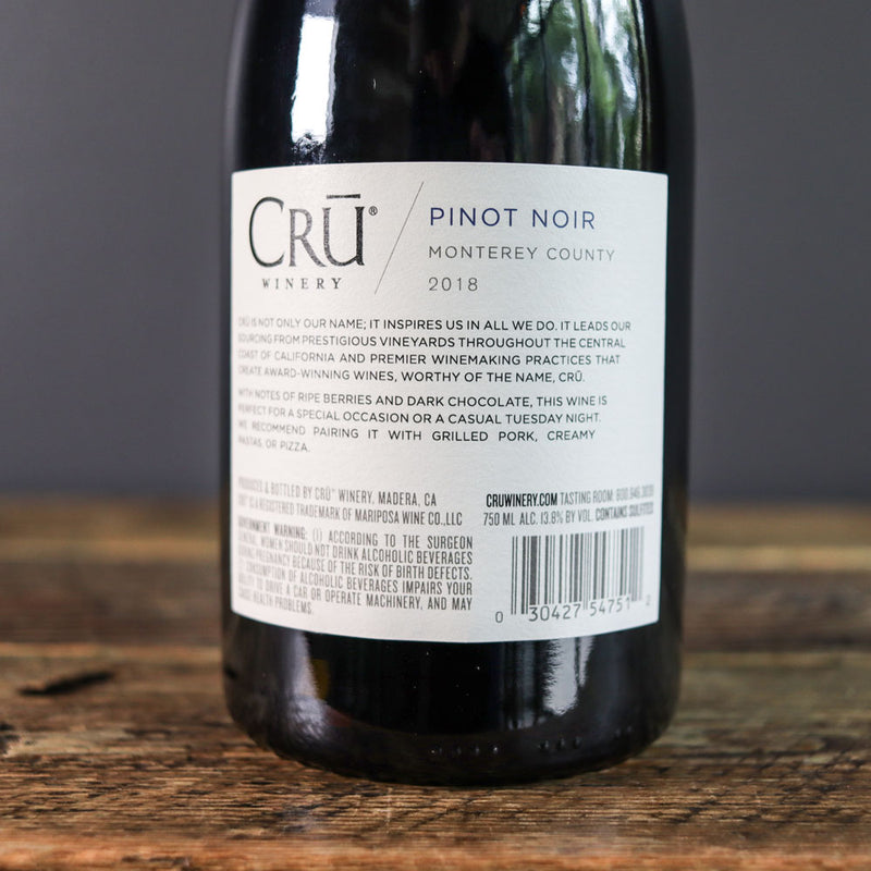Cru Winery Pinot Noir Monterey County California 750ml