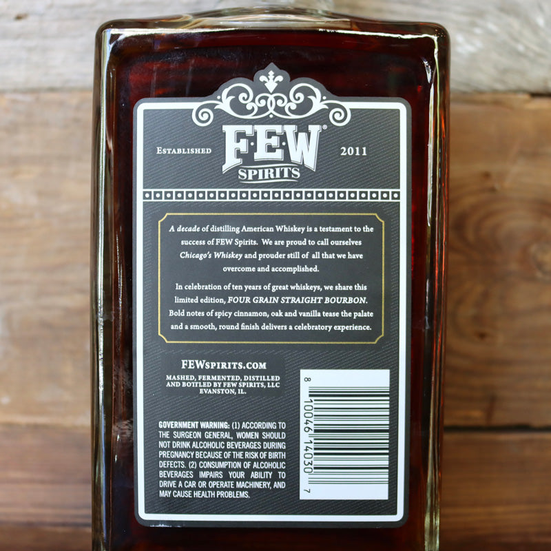 FEW Anniversary Four Grain Straight Bourbon Whiskey 750ml.