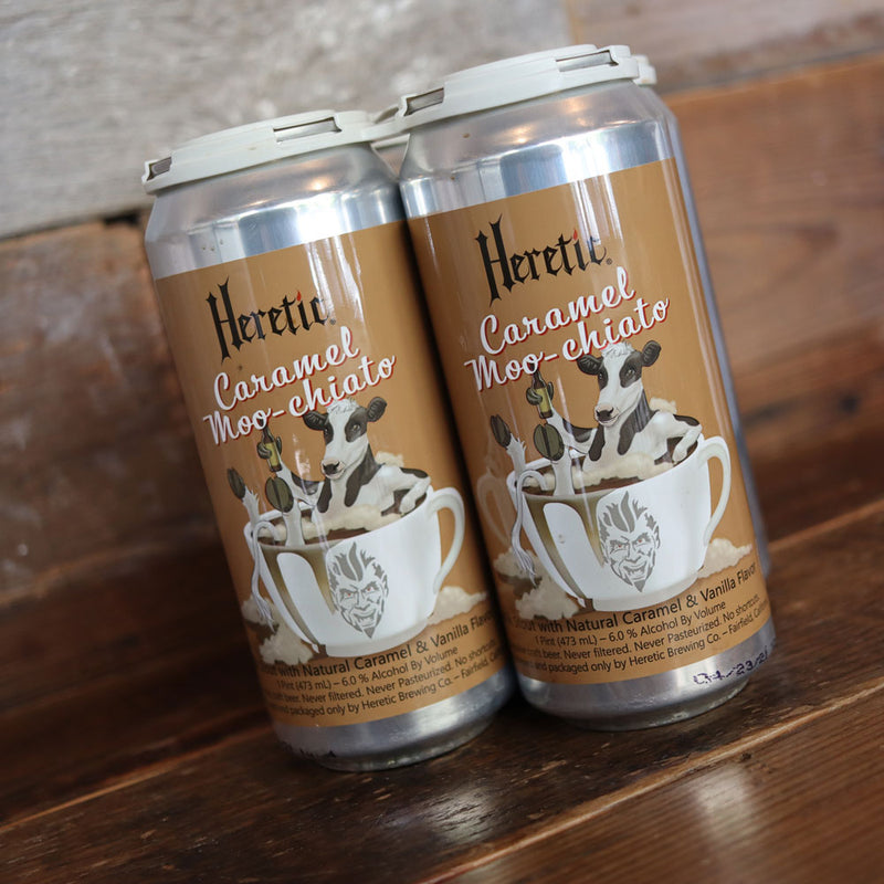 Heretic Caramel Moo-Chiato Milk Stout 16 FL. OZ. 4PK Cans