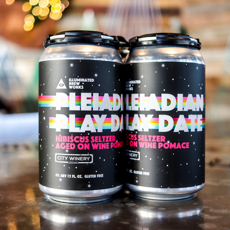 Illuminated Pleiadian Play Date Hibiscus Seltzer Aged on Wine Pomace 12 FL. OZ. 4PK Cans
