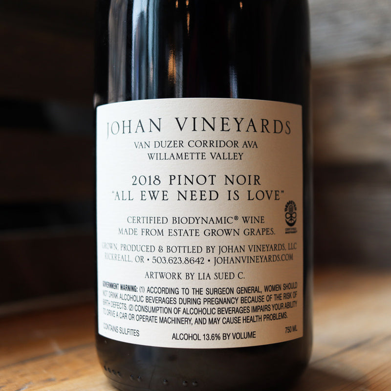 Johan Vineyards All Ewe Need Is Love Pinot Noir Willamette Valley 750ml.