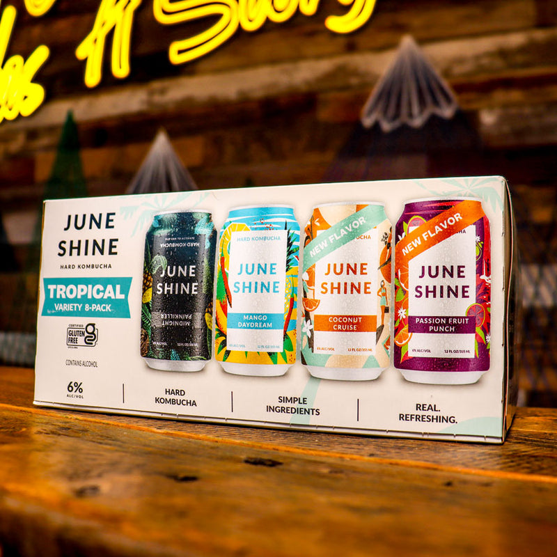 June Shine Tropical Variety Hard Kombucha 12 FL. OZ. 8PK Cans