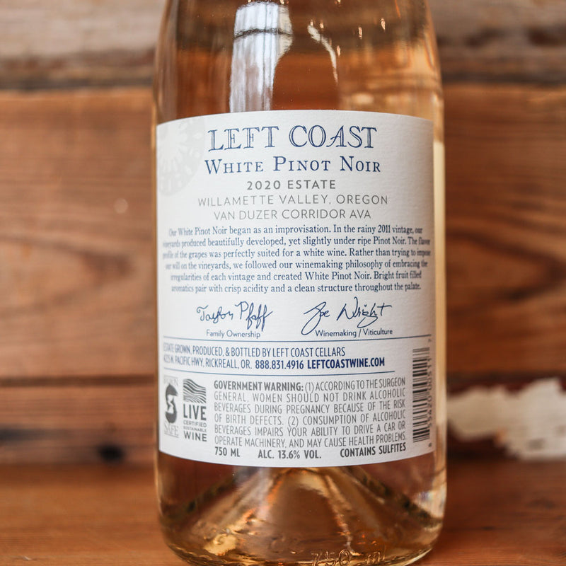 Left Coast White Pinot Noir Willamette Valley Oregon 750ml