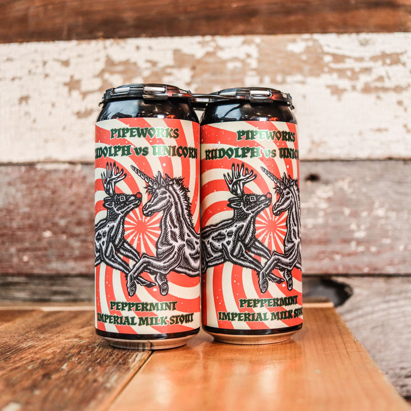 Pipeworks Rudolph Vs Unicorn Peppermint Imperial Milk Stout 16 FL. OZ. 2PK Cans