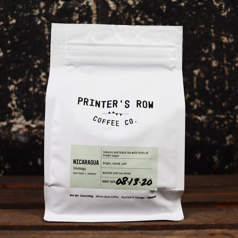 Printer's Row Nicaragua Jinotega Whole Bean Coffee 12oz Bag