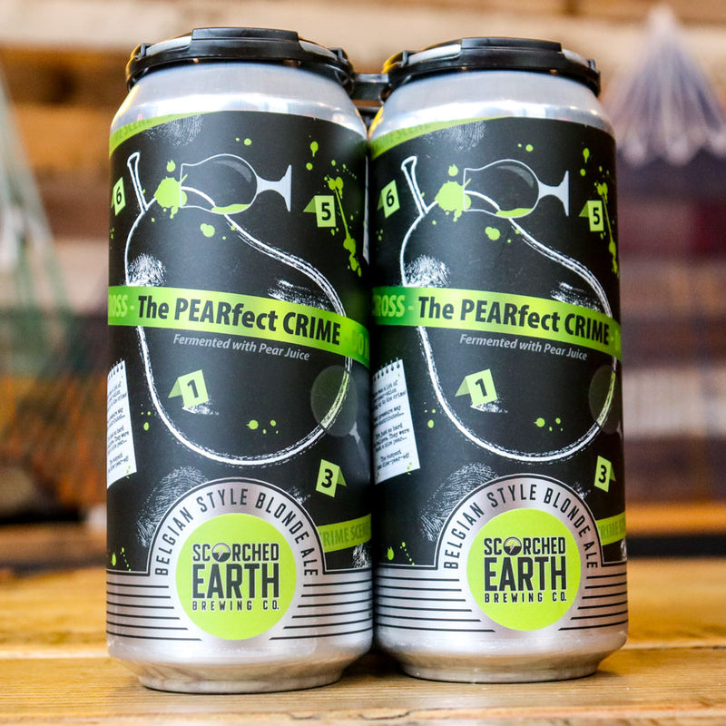 Scorched Earth The PEARfect Crime Belgian Blonde fermented with Pear Juice 16 FL. OZ. 4PK Cans