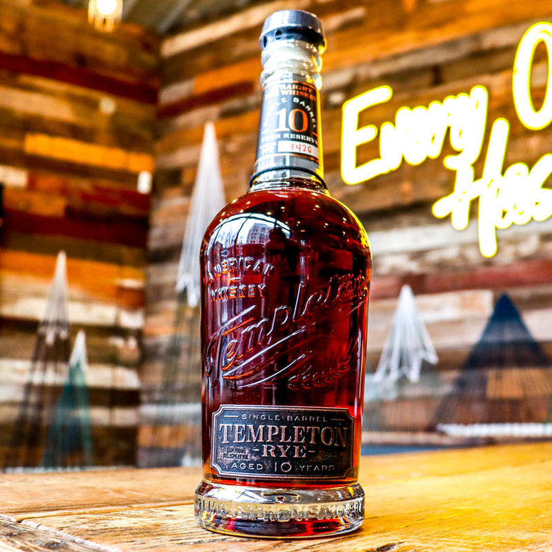 Templeton Single Barrel 10 Year Rye Whiskey 750ml.