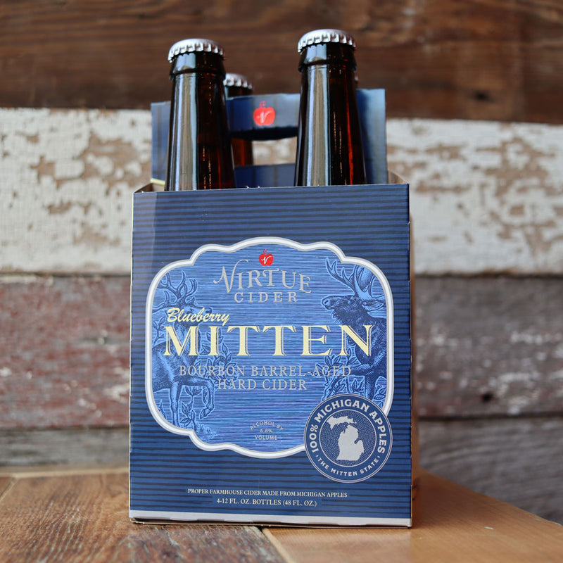Virtue Blueberry Mitten Bourbon Barrel Aged Hard Cider 12 FL. OZ. 4PK