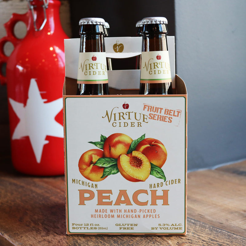Virtue Michigan Peach Cider 12 FL. OZ. 4PK