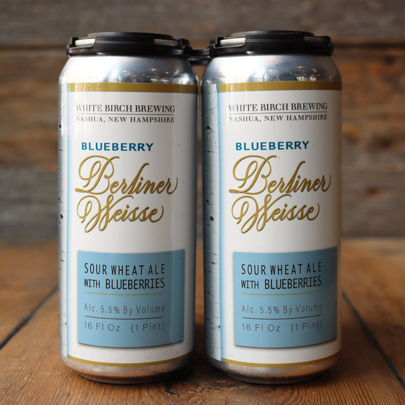 White Birch Blueberry Berliner Weisse Sour Wheat Ale w/Blueberries 16 FL. OZ. 4PK Cans