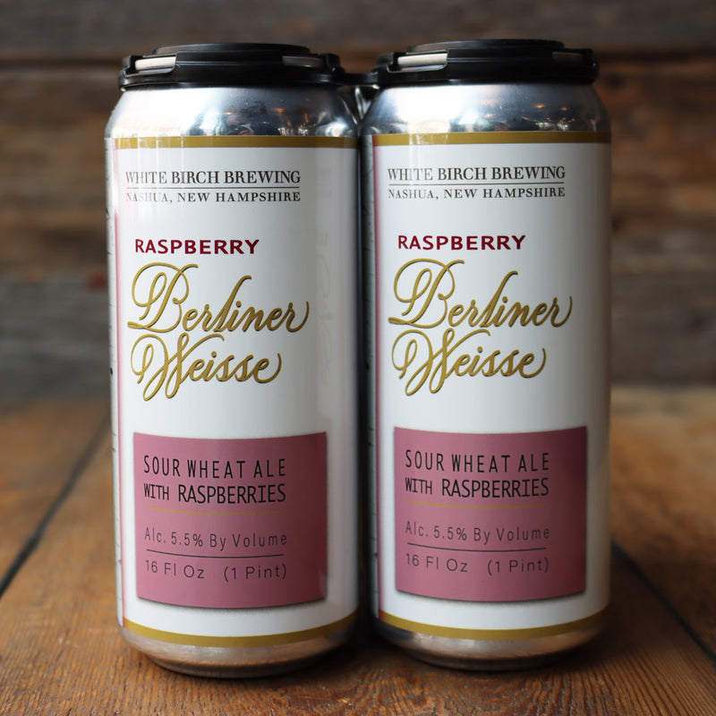 White Birch Raspberry Berliner Weisse Sour Wheat Ale w/Raspberries 16 FL. OZ. 4PK Cans