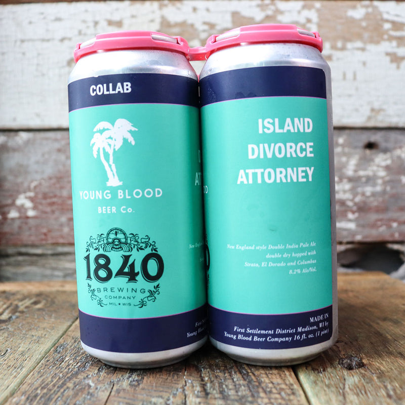 Young Blood 1840 Brewing Island Divorce Attorney NE DIPA 16 FL. OZ. 4PK Cans