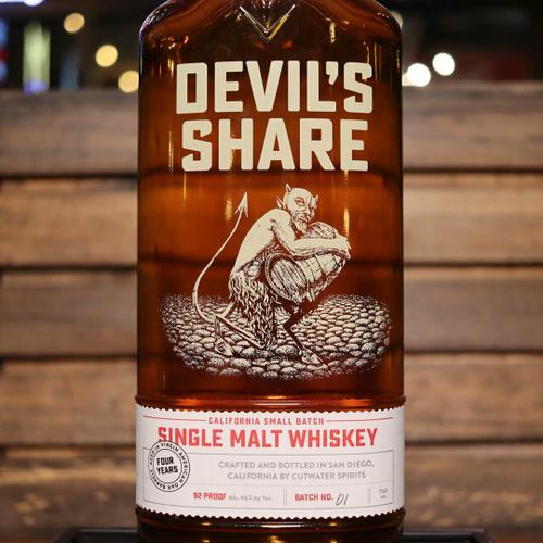 Cutwater Devil's Share Single Malt Whiskey 750ml.