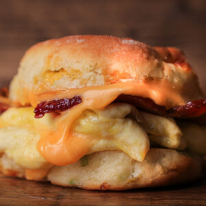 bacon egg and cheese biscuit square