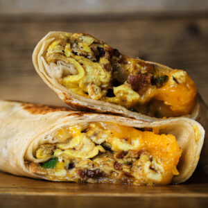 bacon egg and cheese breakfast burrito square