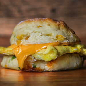egg and cheese biscuit square